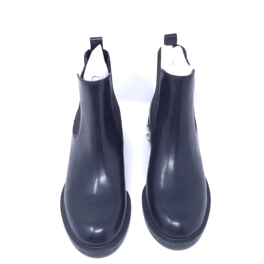 On 34th Jeovana Chelsea Ankle Boots Black Pearl Heel 5.5M - Picture 8 of 11